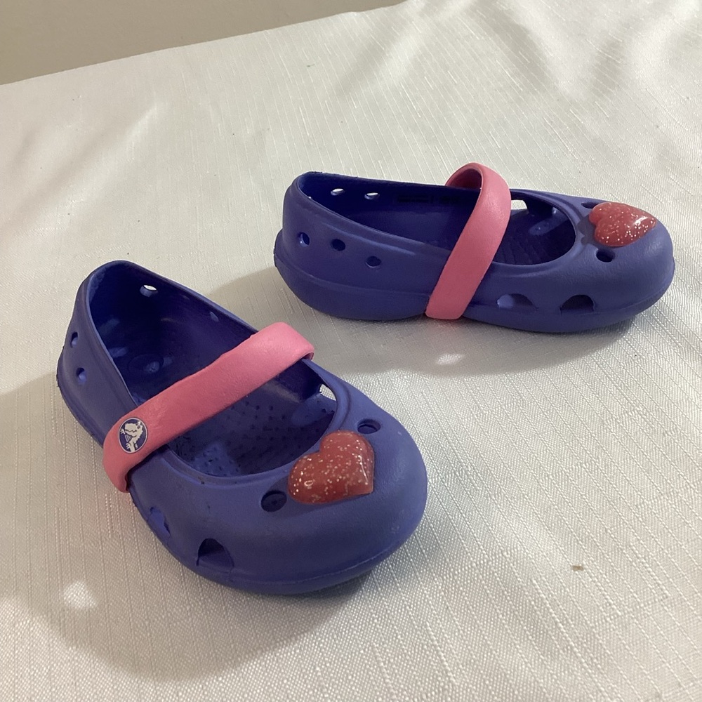 CROCS Blue and Coral Waterproof Mary Jane’s  Size 4